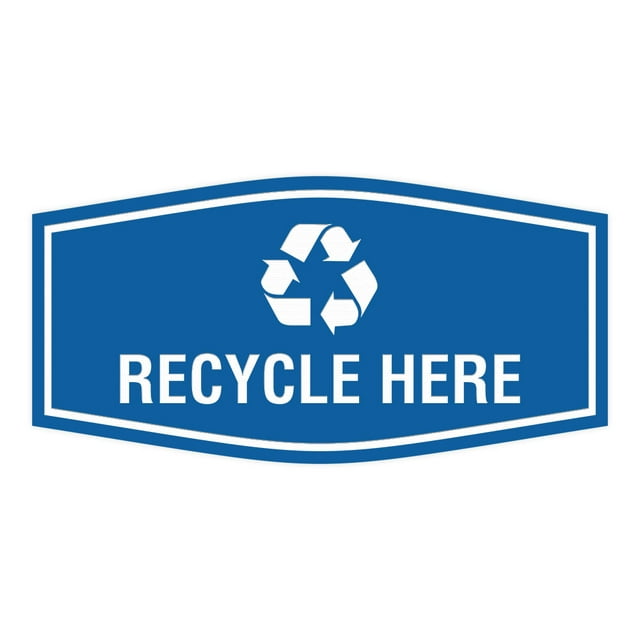 Fancy Recycle Here Sign (Blue) - Large