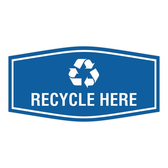 Fancy Recycle Here Sign (Blue) - Small