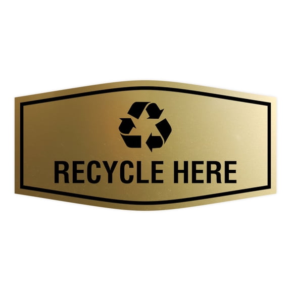 Fancy Recycle Here Sign (Brushed Gold) - Small