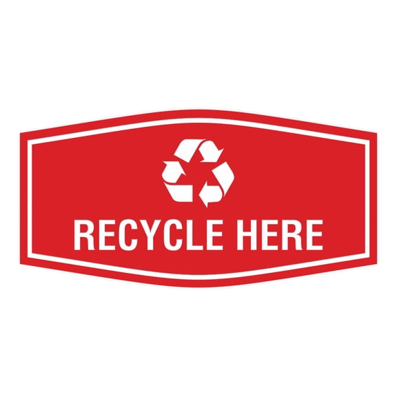 Fancy Recycle Here Sign (Red) - Small