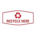 thumbnail image 1 of Fancy Recycle Here Sign (White/Red) - Small, 1 of 5