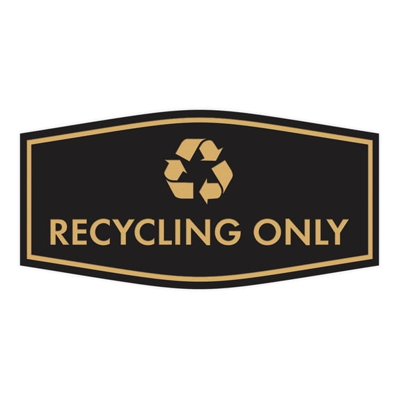 Fancy Recycling Only Sign (Black Gold) - Large