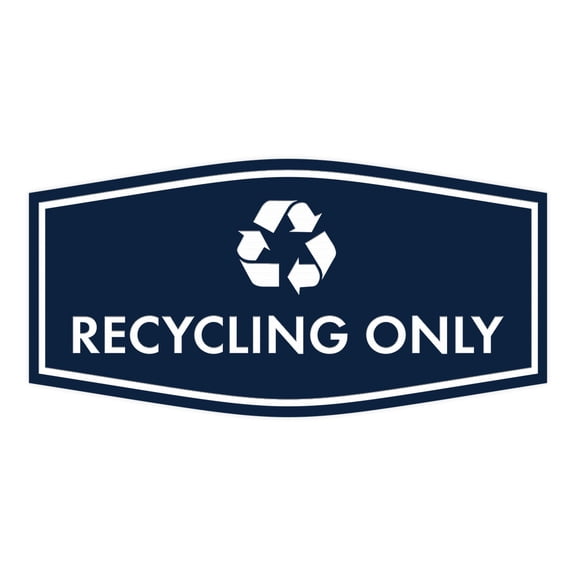 Fancy Recycling Only Sign (Navy Blue / White) - Small