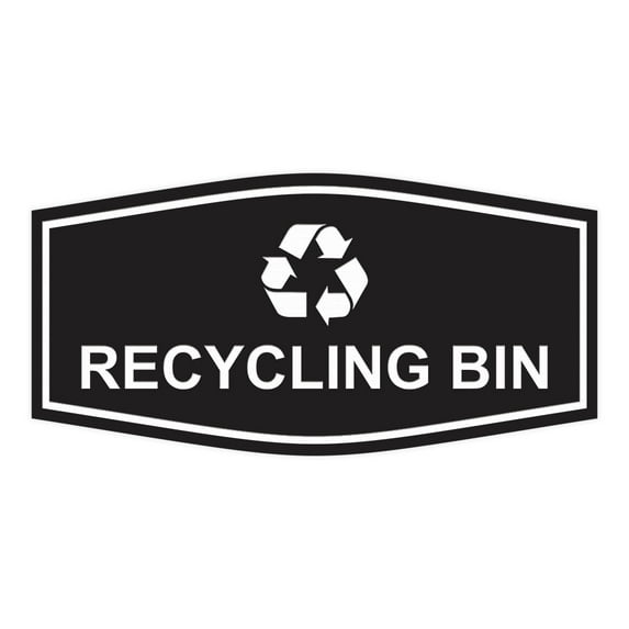 Fancy Recycling bin Sign (Black) - Medium