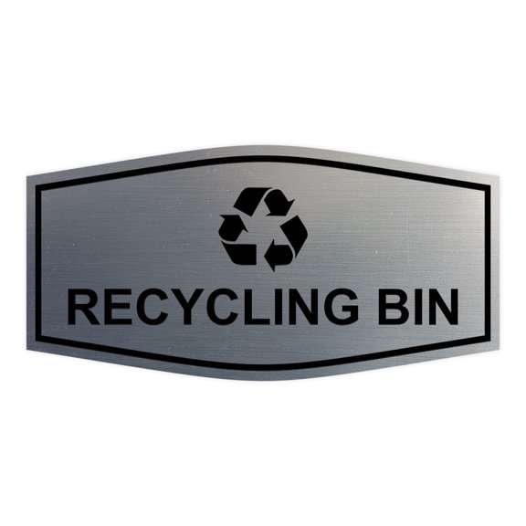 Fancy Recycling bin Sign (Brushed Silver) - Small