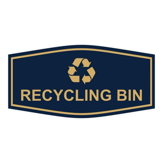 Fancy Recycling bin Sign (Navy Blue/Gold) - Small