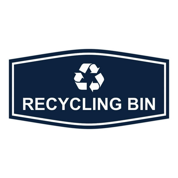 Fancy Recycling bin Sign (Navy Blue / White) - Medium