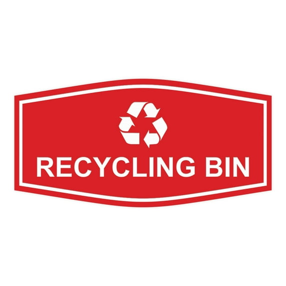 Fancy Recycling bin Sign (Red) - Medium