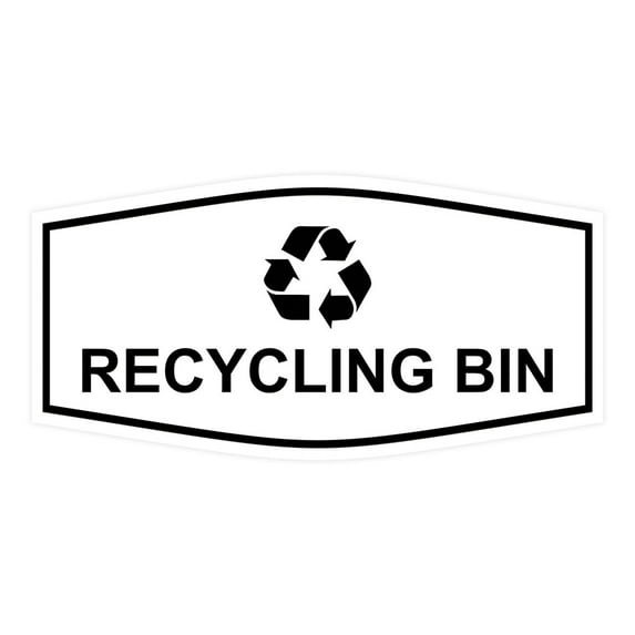 Fancy Recycling bin Sign (White) - Large