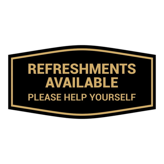Fancy Refreshments Available Please Help Yourself Sign (Black /Gold) - Small