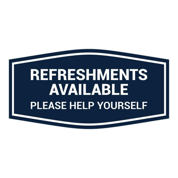 Fancy Refreshments Available Please Help Yourself Sign (Navy Blue / White) - Small