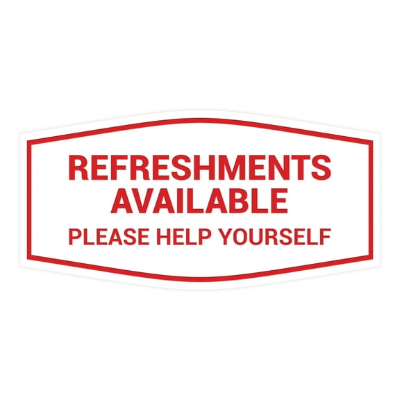 Fancy Refreshments Available Please Help Yourself Sign (White/Red) - Large