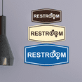 thumbnail image 1 of Fancy Restroom, Unisex Symbols Sign (Navy Blue / White) - Small, 1 of 4