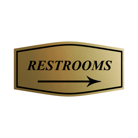 Fancy Restrooms Right Arrow Sign (Brushed Gold) - Large