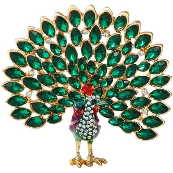 Fancy Rhinestone Big Peacock Brooch Pin for Women Gold Plated Fashion Exquisite Exaggerated Crystal Bird Tail Animal Brooches Lapel Pins Wedding Costume Accessories Jewelry