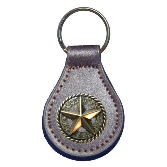 Fancy Rope and Star leather key fob or keychain
