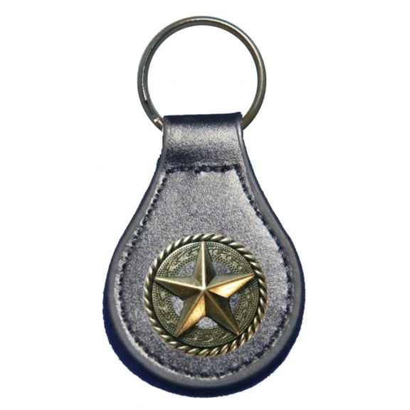 Fancy Rope and Star leather key fob or keychain
