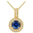 thumbnail image 1 of Fancy Round Sapphire and Cubic Zirconia Halo Pendant in 14K Gold Vermeil over Sterling Silver, 1 of 1