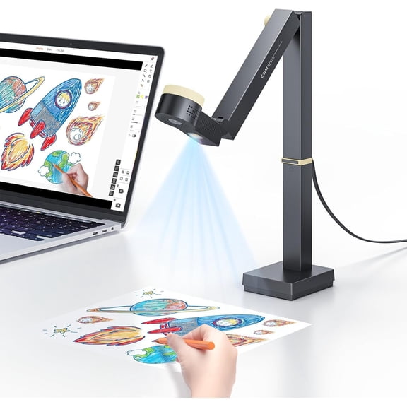Fancy S Pro 12MP USB Document Camera for Teacher, 4K Webcam with Microphone and LED Light, Up to 60fps, Auto Focus, for Remote Teaching, Live Streaming, Web Conference, for and Windows