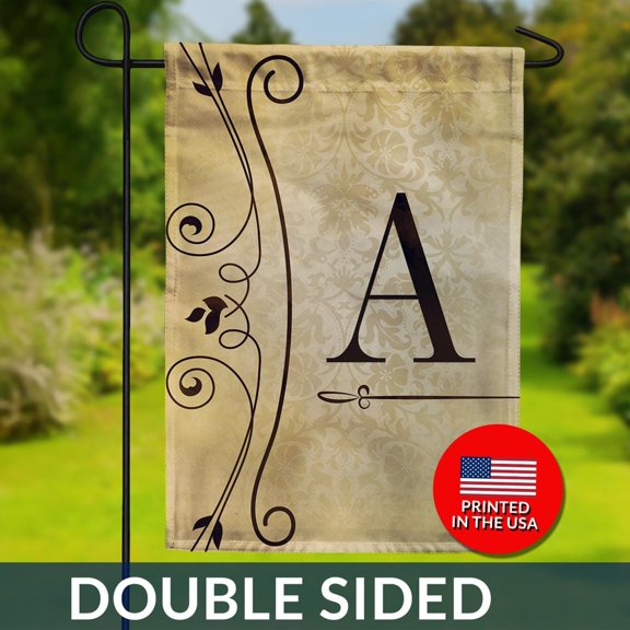 Fancy Scroll Monogram Double Sided Flag Elegant Garden Flag Scroll Design Formal Decor Let