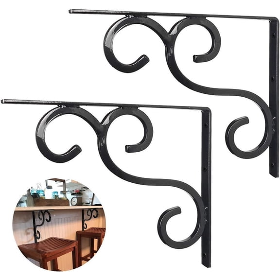 Fancy Shelf Brackets 13 Inch Countertop Support Bracket Load 300lb Heavy Duty Decorative Rustic Artistic Speed Brace for Granite Counter-top Support Countertops Bar Mantels (2 PCS)