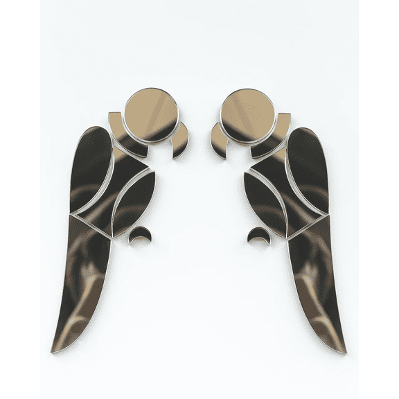 Mirror Glass Worldwide Parrot Shape Fancy Silver Mirror Set (P-1404) Frameless, Left & Right Design, 5.5 x 2.5 in for Lippan Art and DIY Crafts