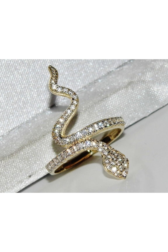 Fancy Simulated 2Ct Round Diamond Snake Engagement Band Ring 14K Yellow Gold Plated