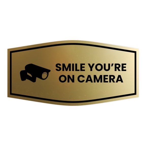 Fancy Smile You're On Camera Sign (Brushed Gold) - Small
