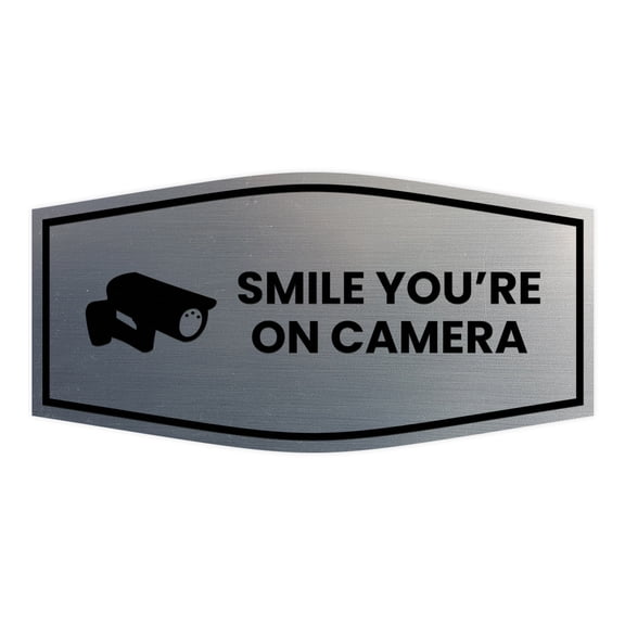 Fancy Smile You're On Camera Sign (Brushed Silver) - Medium