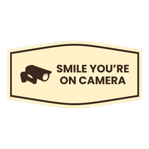 Fancy Smile You're On Camera Sign (Ivory/Dark Brown) - Small