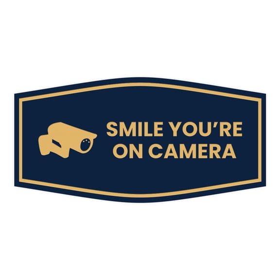 Fancy Smile You're On Camera Sign (Navy Blue/Gold) - Small