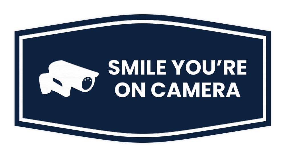 Fancy Smile You're On Camera Sign (Navy Blue / White) - Large - Walmart.com