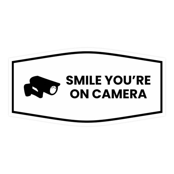 Fancy Smile You're On Camera Sign (White) - Small