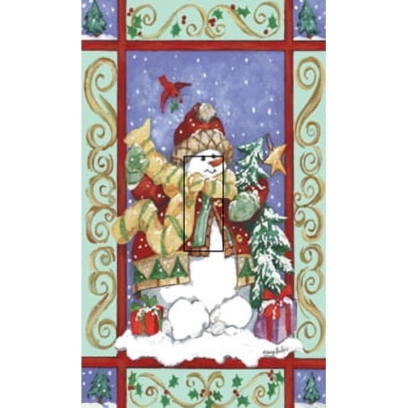 Fancy Snowman Single Toggle SwitchStix Peel and Stick Art Deco Switch Plate Cover Applique Washable Heat/Steam/Water-Resistant - 1 unit