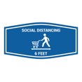 thumbnail image 1 of Fancy Social Distancing Sign (Blue) - Large 4.5x9", 1 of 1