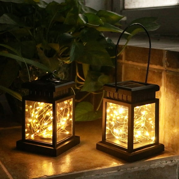 Fancy Solar Lantern Lights Outdoor Waterproof Solar Table Lamp Hanging Lighting for Garden Patio Landscape Decoration Warm White Light