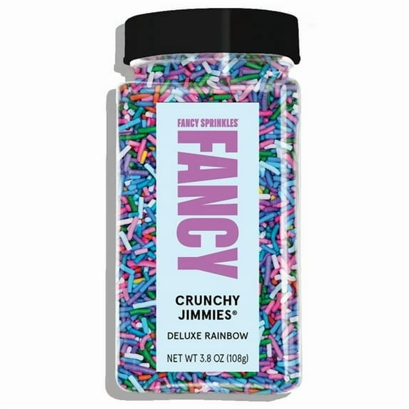 Fancy Sprinkles Deluxe Rainbow Crunchy Jimmies, Dessert Sprinkles, 3.4 oz