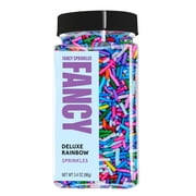 Fancy Sprinkles Deluxe Rainbow Crunchy Sprinkles, Dessert Sprinkles, 3.4 oz