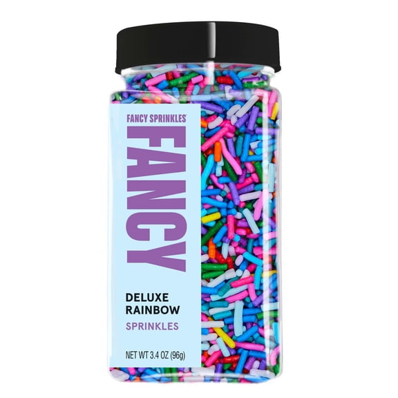 Fancy Sprinkles Deluxe Rainbow Crunchy Jimmies, Dessert Sprinkles, 3.4 oz