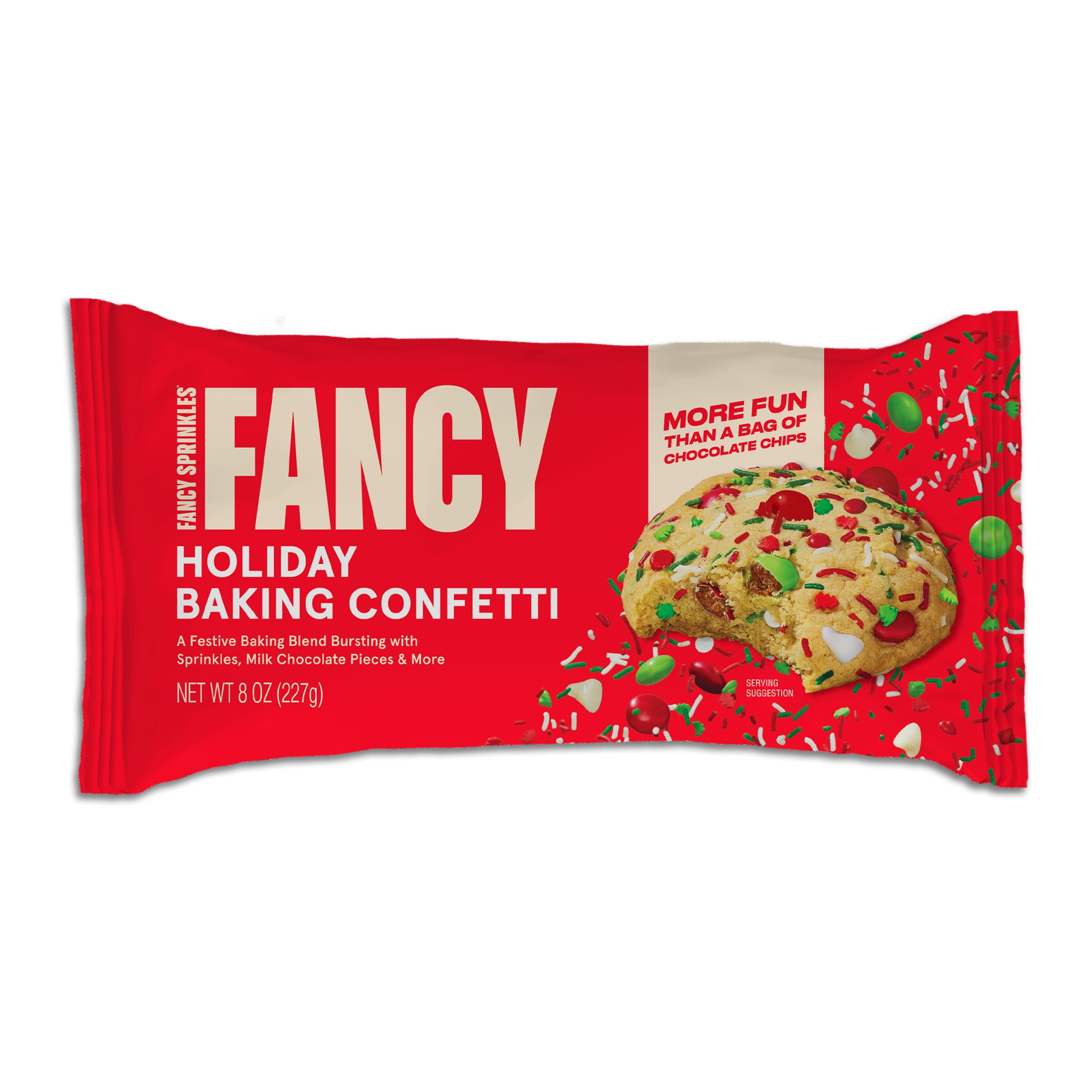 Fancy Sprinkles Holiday Baking Confetti with Christmas Sprinkles and Chocolate Pieces, 8 oz Bag