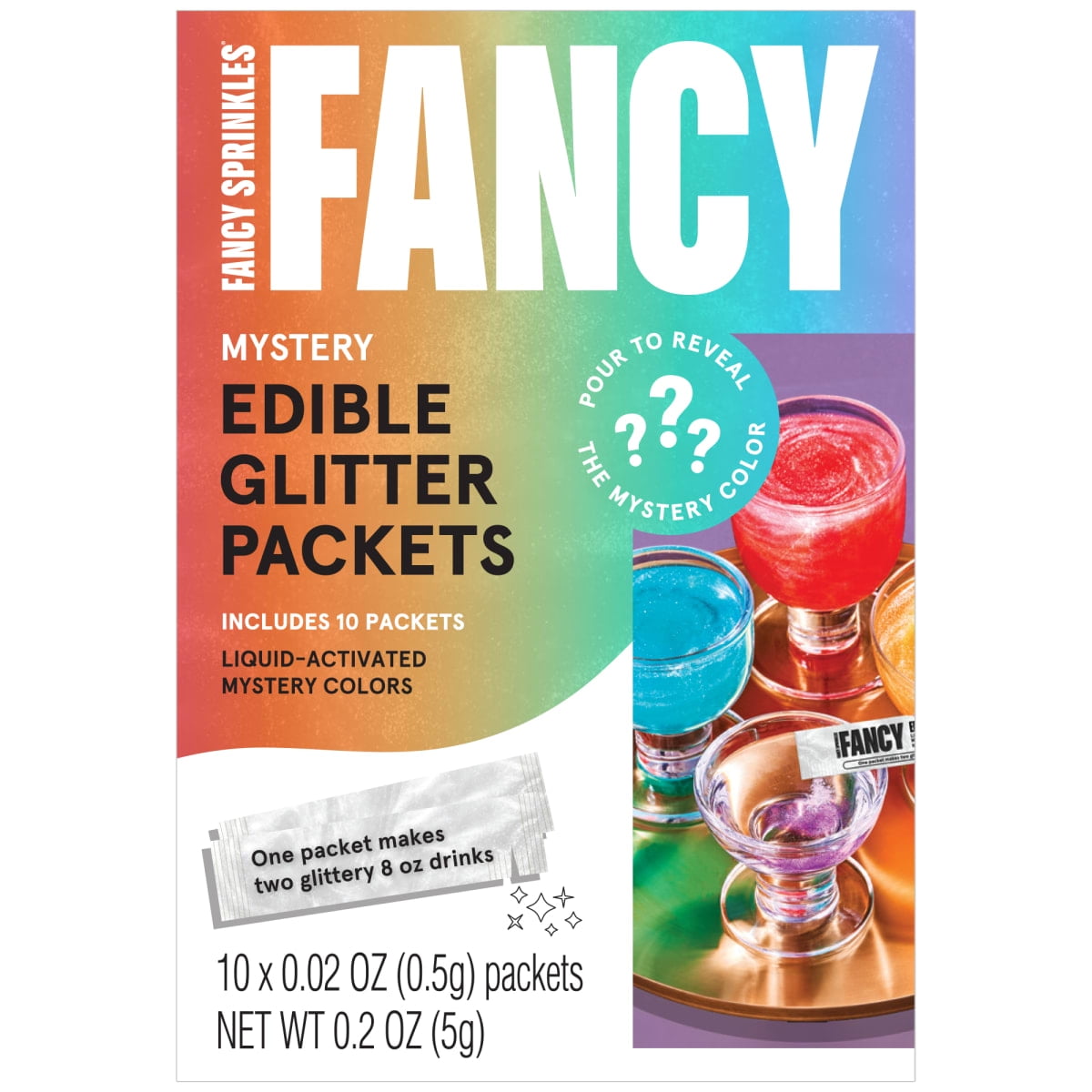 Fancy Sprinkles Mystery Fancy Edible Glitter Packets, 10 Count
