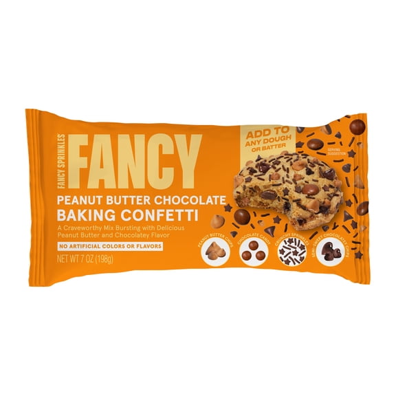 Fancy Sprinkles Peanut Butter Chocolate Baking Confetti with Sprinkles, Chocolate and Peanut Butter Pieces, 7 oz Bag
