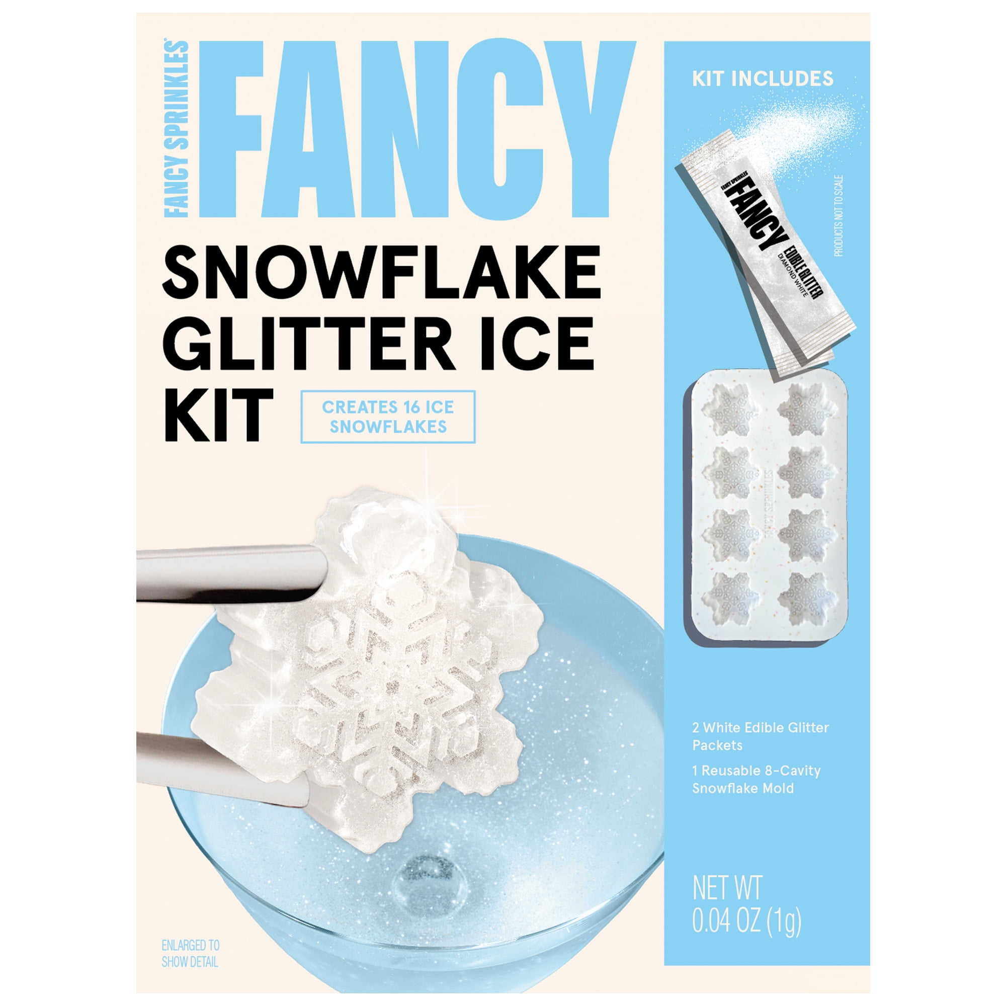 Fancy Sprinkles Total Flake Glitter Ice Making Kit with Snowflake Ice Mold