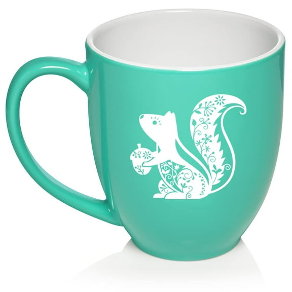 Fancy Squirrel Ceramic Coffee Mug Tea Cup Gift for Her, Women, Daughter, Mom, Wife, Family, Coworker, Boss, Sister, Grandma, Friend, Birthday, Cute, Friend, Squirrel Appreciation (16oz Teal)