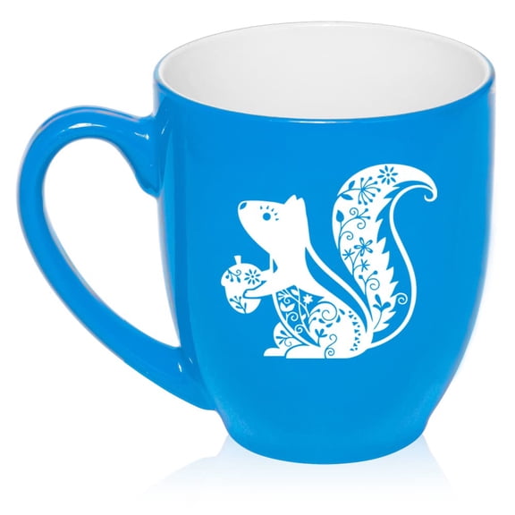 Fancy Squirrel Ceramic Coffee Mug Tea Cup Gift for Her, Women, Daughter, Mom, Wife, Family, Coworker, Boss, Sister, Grandma, Friend, Birthday, Cute, Friend, Squirrel Appreciation (16oz Light Blue)