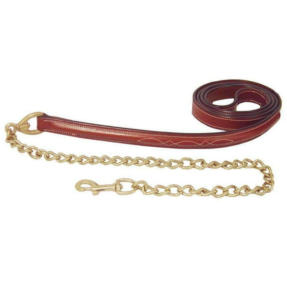 Fancy Stitch Raised Leather Lead for Horse Halters Matches Paris Tack Halters- Chestnut