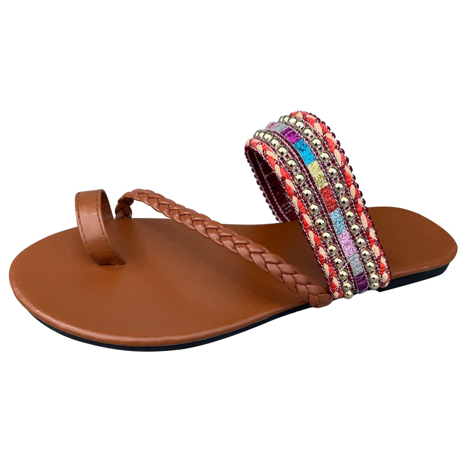 Fancy Straps Cork Sole Flip Flops For Ladies Outdoor Beach Stylish Flip