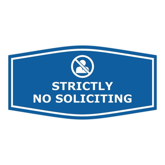 Fancy Strictly No Soliciting Sign (Blue) - Small