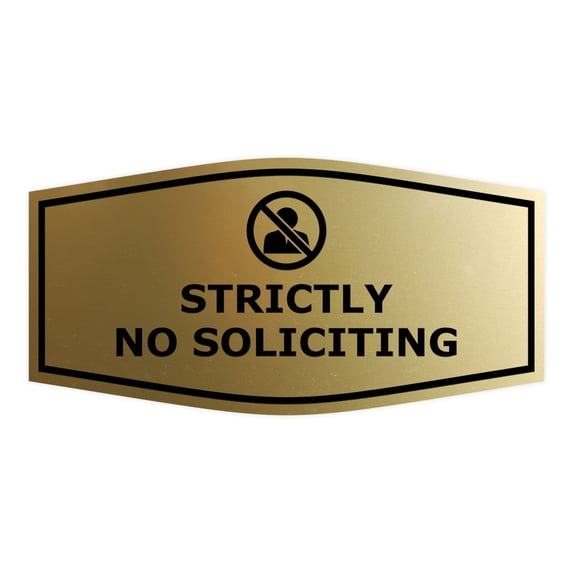 Fancy Strictly No Soliciting Sign (Brushed Gold) - Small