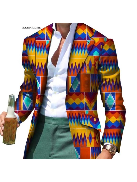 Fancy Suit Blazer Jackets Formal Coat Dashiki Party African Men Clothes